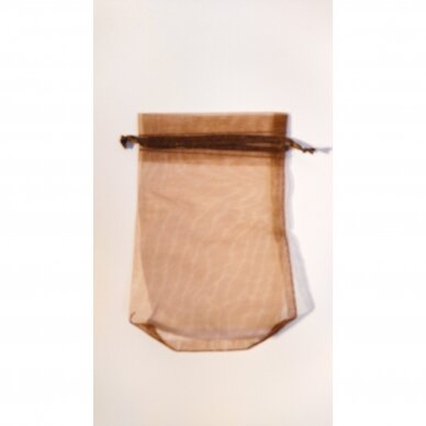 Dovanu maišeliai - organza, ruda spalva, 10 x 14 cm - juvelyrikos, bižuterijos papuošalų pakavimui.