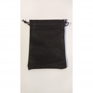 Lininiai dovanų maišeliai 10 x 14 cm - juvelyrikai, bižuterijai, papuošalams. Spalva-juoda.