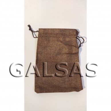 Lininiai maišeliai papuošalams - 13 x 18 cm - juvelyrikai, bižuterijai. Spalva-tamsiai ruda.