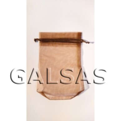 Dovanu maišeliai - organza, ruda spalva, 5 x 7 cm - juvelyrikos, bižuterijos papuošalų pakavimui.