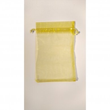 Organzos dovanu maišeliai - "geltona citrina" spalva, 5 x 7 cm - juvelyrikos, bižuterijos papuošalų pakavimui.