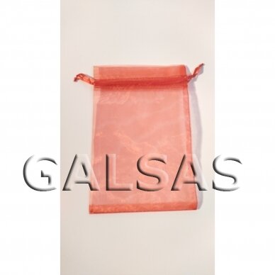 Dāvanu maisiņi - organza, sarkanā krāsā, 7 x 9 cm - rotaslietām, juvelierizstrādājumu iesaiņošanai.