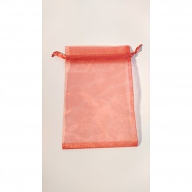 Dovanu maišeliai - organza, raudona spalva, 9 x 12 cm - juvelyrikos, bižuterijos papuošalų pakavimui.