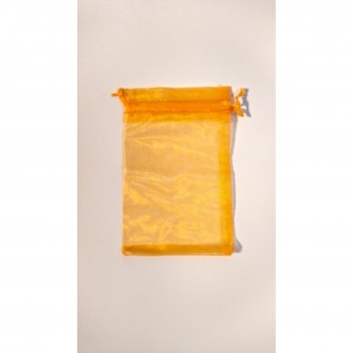 Dovanu maišeliai - organza, oranžinė spalva, 9 x 12 cm - juvelyrikos, bižuterijos ir papuošalų pakavimui.