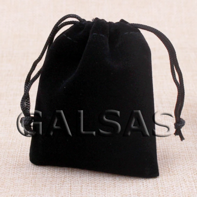 Aksominiai dovanų maišeliai 5x7 cm - juoda spalva, 50 vnt/pokas