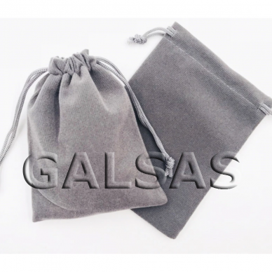 Бархатные подарочные пакетики 5х7 см - цвет серый, 50 шт/упак.