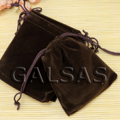 Бархатные ювелирные мешочки 7 х 9 см, цвет коричневый, в упаковке 50 шт.