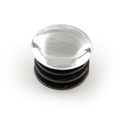 External chrome-colored plastic end cap for D-25 mm tube.