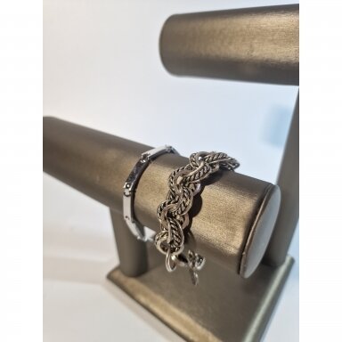 Two-Tier Stand for Bracelets, Chains and Watches. Brown Faux Silk