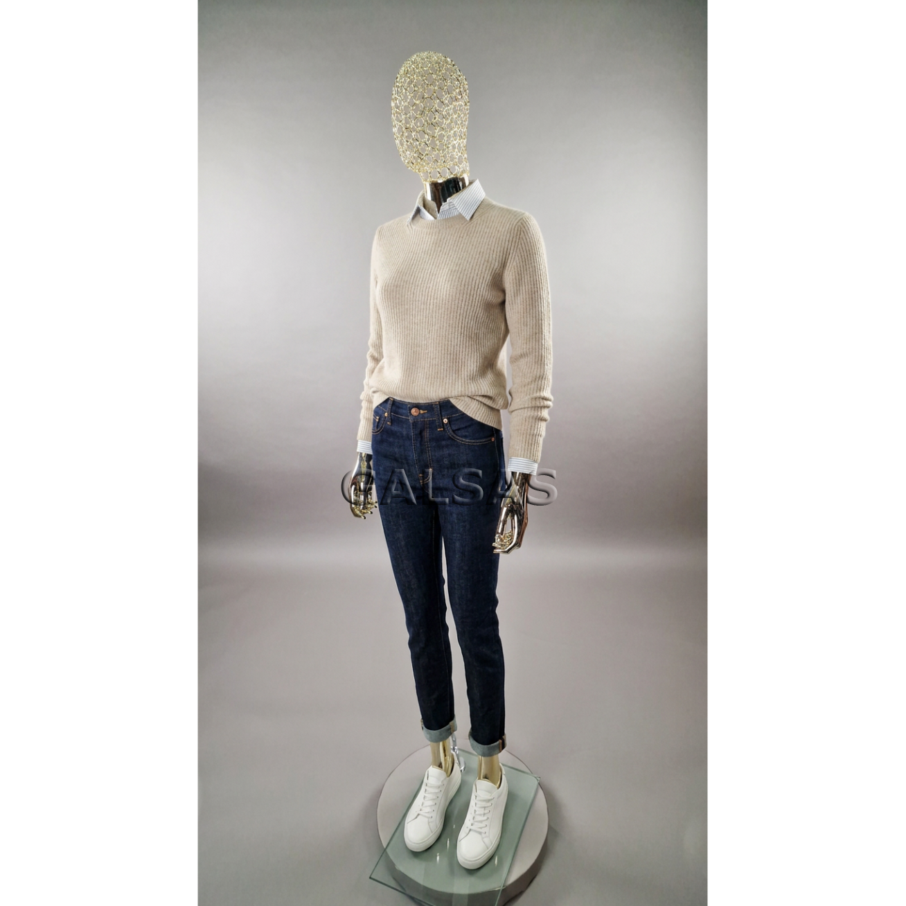 Gold Female Mannequin with Metal Head – Model BF6-TIN-GOLD. Full-Body. 6 Gold Female Mannequin with Metal Head – Model BF6-TIN-GOLD. Full-Body. 6