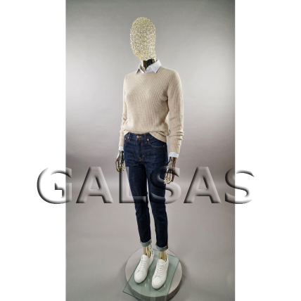 Gold Female Mannequin with Metal Head – Model BF6-TIN-GOLD. Full-Body. 6
