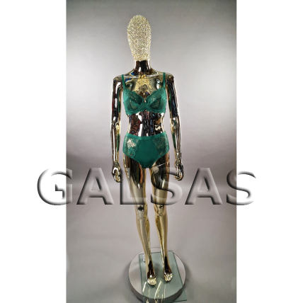 Gold Female Mannequin with Metal Head – Model BF6-TIN-GOLD. Full-Body. 8