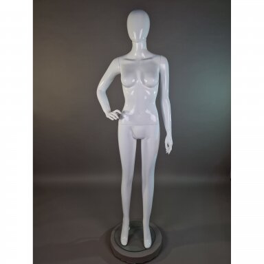 White Female Full-Body Mannequin, Glossy, Model 6007-B-BLIZG. Plastic. White Female Full-Body Mannequin, Glossy, Model 6007-B-BLIZG. Plastic.
