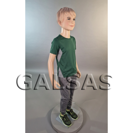Child Boy Mannequin VAI-PLA-K-13-SUK-BER, Full-Body, with Face, Skin Tone. Material: plastic. 1