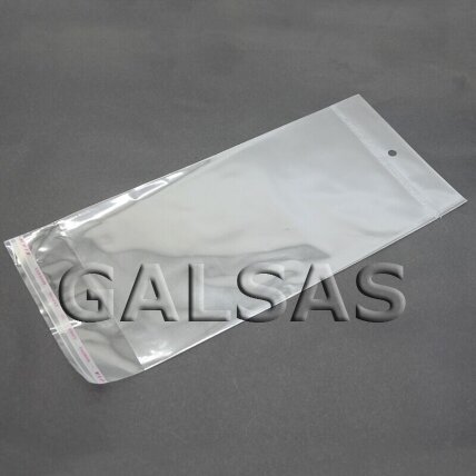 Transparent Self-Adhesive CPP Bags with Hanging Hole, 4.5 x 24 cm + 4 cm Flap, Pack of 100
