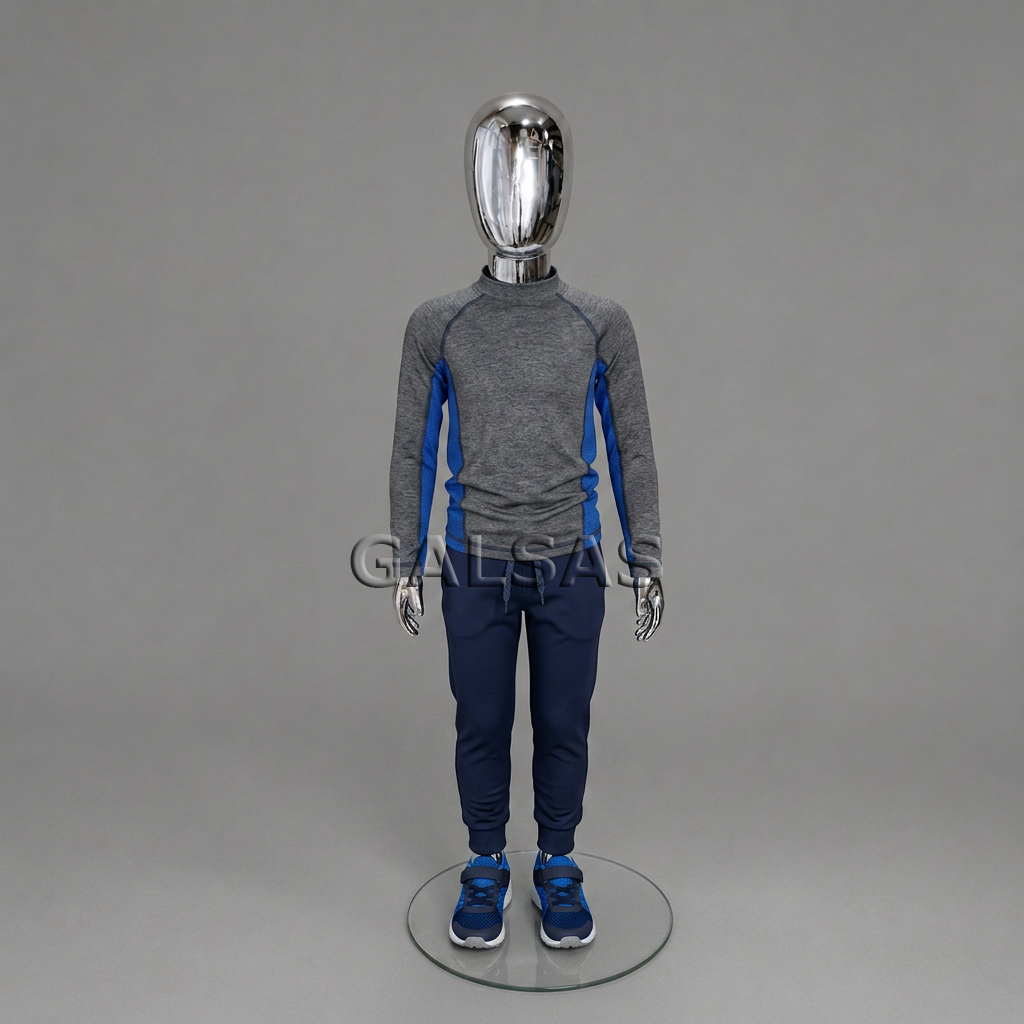 Child Mannequin VAI-SILVER-116 - Full-Body, Silver Color. Plastic 3 Child Mannequin VAI-SILVER-116 - Full-Body, Silver Color. Plastic 3