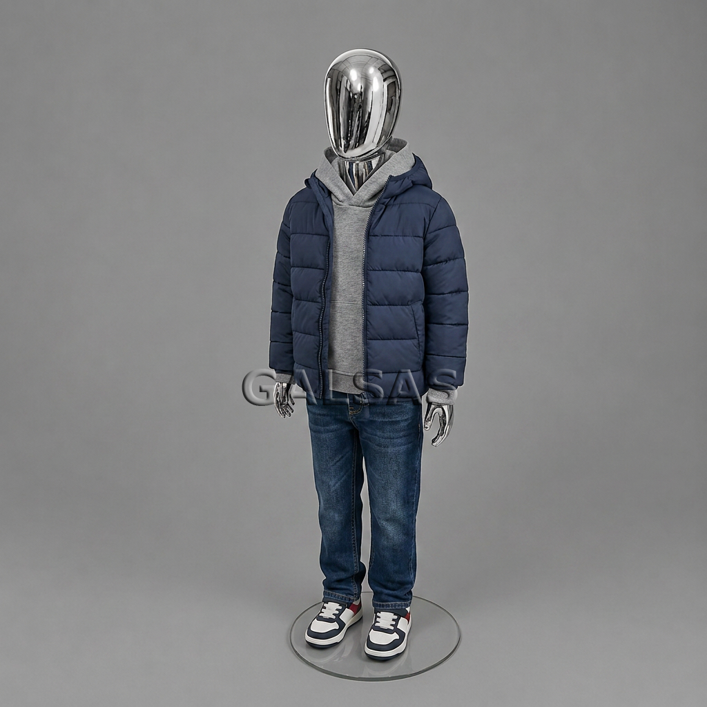 Child Mannequin VAI-SILVER-116 - Full-Body, Silver Color. Plastic 7