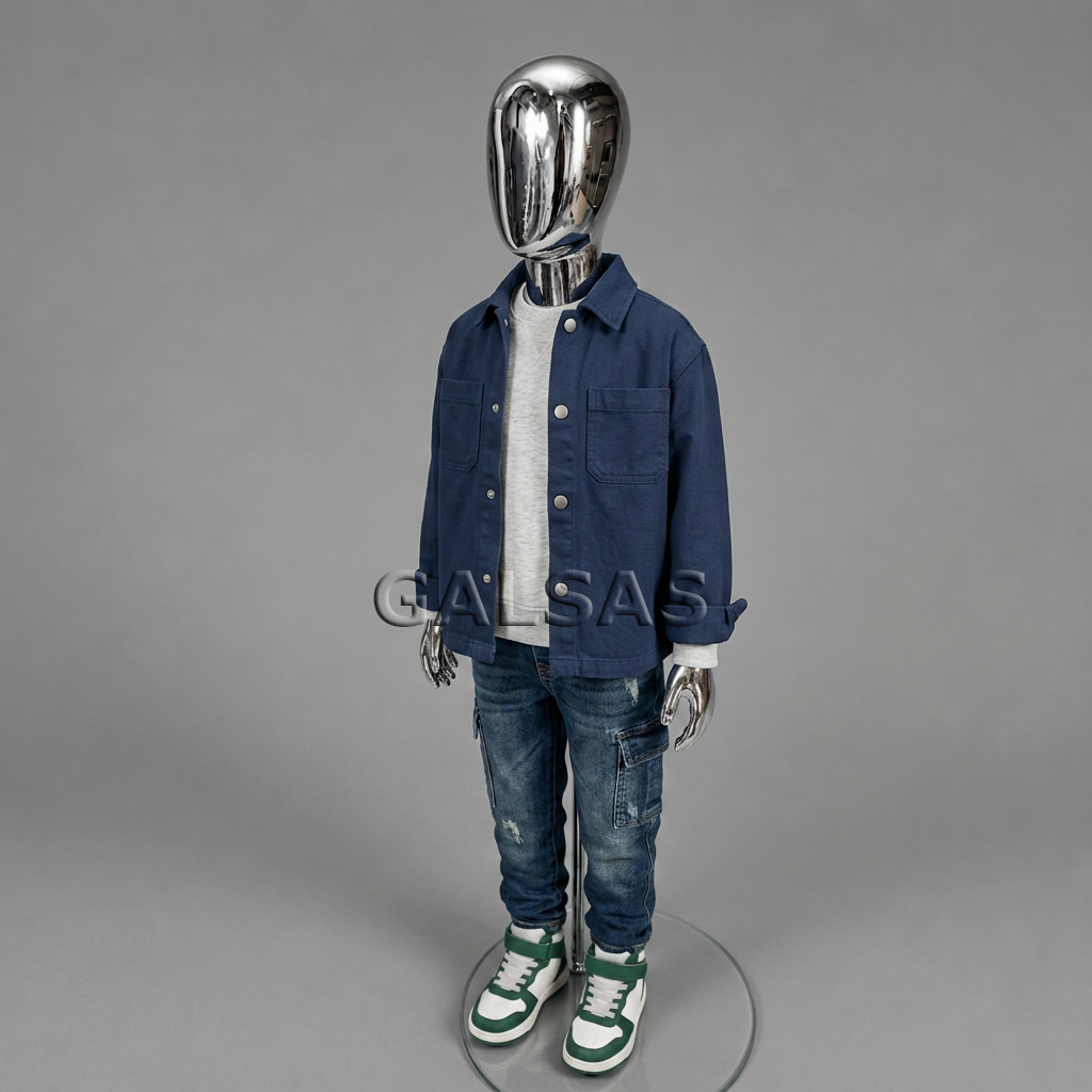 Child Mannequin VAI-SILVER-85 - full-body, silver color. Plastic 3