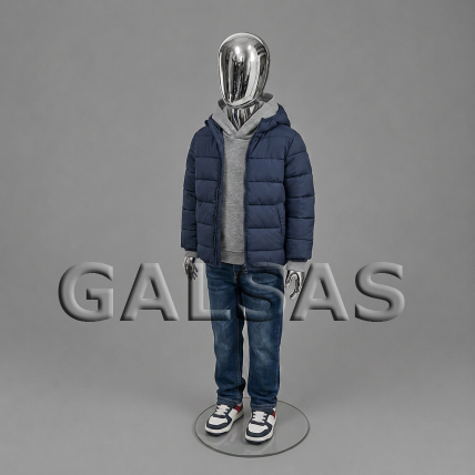 Child Mannequin VAI-SILVER-116 - Full-Body, Silver Color. Plastic 7