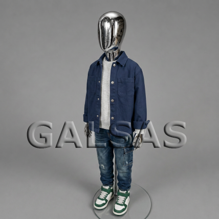 Child Mannequin VAI-SILVER-85 - full-body, silver color. Plastic 3