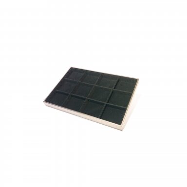 Jewelry and Fashion Jewelry Display Tray, 12 Compartments, Black Velvet, tray size 25 x 35 cm, compartment 75 x 75 mm. Jewelry and Fashion Jewelry Display Tray, 12 Compartments, Black Velvet, tray size 25 x 35 cm, compartment 75 x 75 mm.