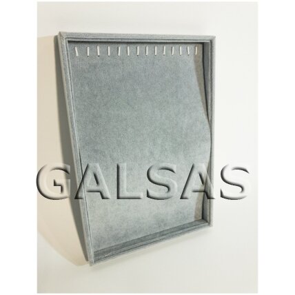 Vertical Necklace Display Tray-Box, Grey Velour, 25 x 35 cm 1