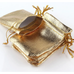 Подарочные мешочки из ткани, золотой цвет, 7 х 9 см - для украшений, ювелирики, бижутерии.