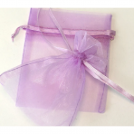 Dovanu maišeliai, organza, 5 x 7 cm, šviesiai violetinė spalva.