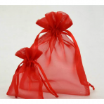 Dovanu maišeliai - organza, raudona spalva, 10 x 14 cm - juvelyrikos, bižuterijos papuošalų pakavimui.