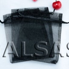 Dāvanu maisiņi - organza, melna krāsā, 5 x 7 cm - rotaslietām, juvelierizstrādājumu iesaiņošanai.