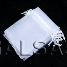 Dovanu maišeliai - organza, balta spalva, 9 x 12 cm - juvelyrikos, bižuterijos ir papuošalų pakavimui.