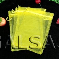 Dāvanu maisiņi - organza, dzeltenā krāsā, 7 x 9 cm - rotām, juvelierizstrādājumu iesaiņošanai.