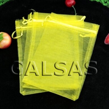 Kinkekotid - organza, värv "yellow lemon", 10 x 14 cm - juveelide ja kostüümikaunistuste pakendamiseks.
