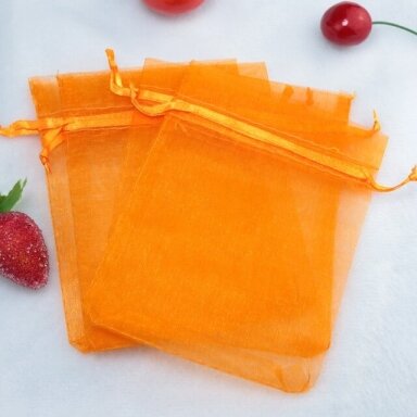 Orange Organza Gift Bags, 9 x 12 cm, Pack of 100 Orange Organza Gift Bags, 9 x 12 cm, Pack of 100