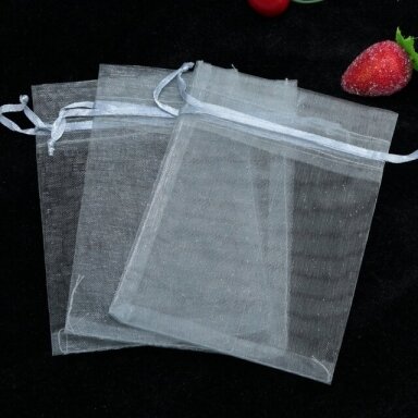 Kinkekotid - organza, hall, 9 x 12 cm - juveelide, kostüümijuveelide pakkimiseks.