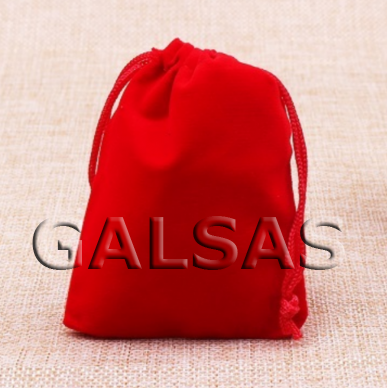 Dāvanu maisiņi, samts, 5 x 7 cm, sarkanā krāsā - rotām, rotaslietām.