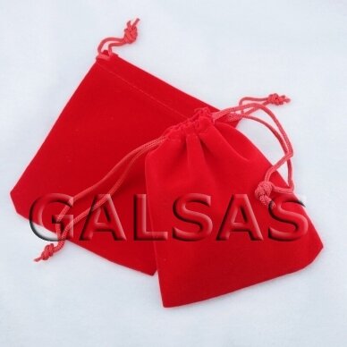 Dāvanu maisiņi, samts, 7 x 9 cm, sarkanā krāsā - rotām, rotaslietām.