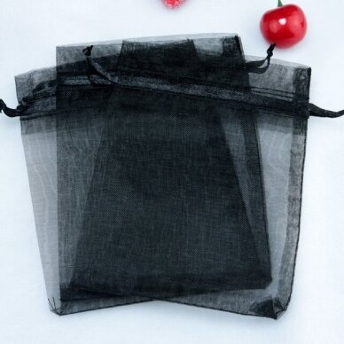 Dovanu maišeliai, organza, 5 x 7 cm, juoda spalva - juvelyrikos, bižuterijos papuošalams.