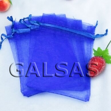 Dovanu maišeliai - organza, melyna spalva, 10 x 14 cm - juvelyrikos, bižuterijos papuošalų pakavimui.