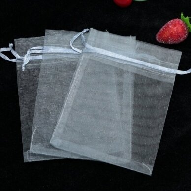 Dovanu maišeliai - organza, pilka spalva, 9 x 12 cm - juvelyrikos, bižuterijos papuošalų pakavimui.