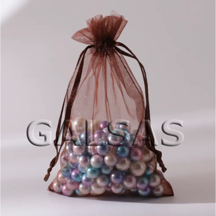 Brown Organza Gift Bags, 10 x 14 cm, Pack of 100