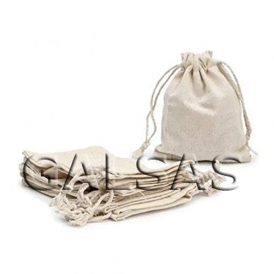 Dāvanu maisiņi - kokvilnas, 13 x 18 cm - juvelierizstrādājumiem un bižutērija izstrādājumiem. Krāsa - dabiska