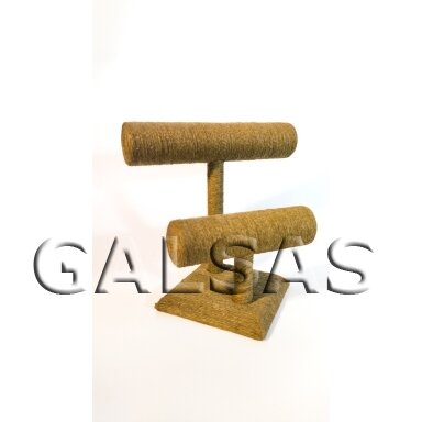 Two-Tier Jewelry Display Stand for Bracelets, Chains, Watches, and Other Jewelry. Wrapped in Natural Rope in a Yellowish Color. Two-Tier Jewelry Display Stand for Bracelets, Chains, Watches, and Other Jewelry. Wrapped in Natural Rope in a Yellowish Color.