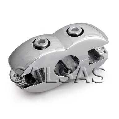 Double-sided shelf or panel connector with a 25 mm chrome-plated tube