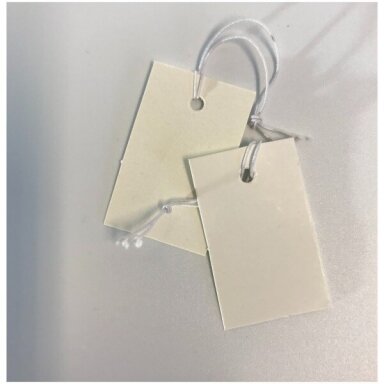 Hanging Tag, 37 x 23 mm, for Product and Merchandise Marking. White Hanging Tag, 37 x 23 mm, for Product and Merchandise Marking. White