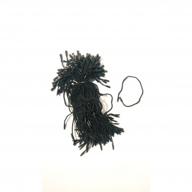 Etikečių laikiklis - su mikroplomba - juoda medvilnė viengubo pynimo, 19 cm, 100 vnt/pokas