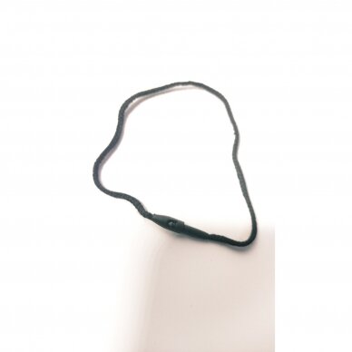 Etikečių laikiklis-virvelė - vaškuota medvilnė juodos sp, ilgis 12 cm, trigubas pynimas, 100 vnt/pokas