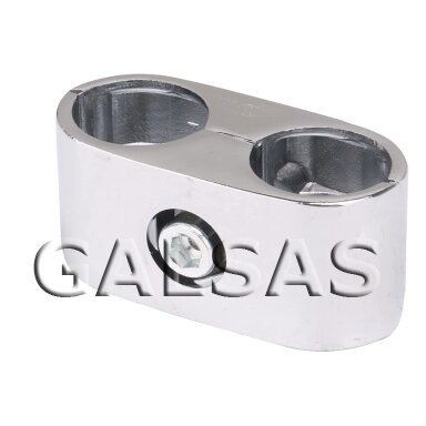 Inline connector for two chrome-plated 25 mm tubes