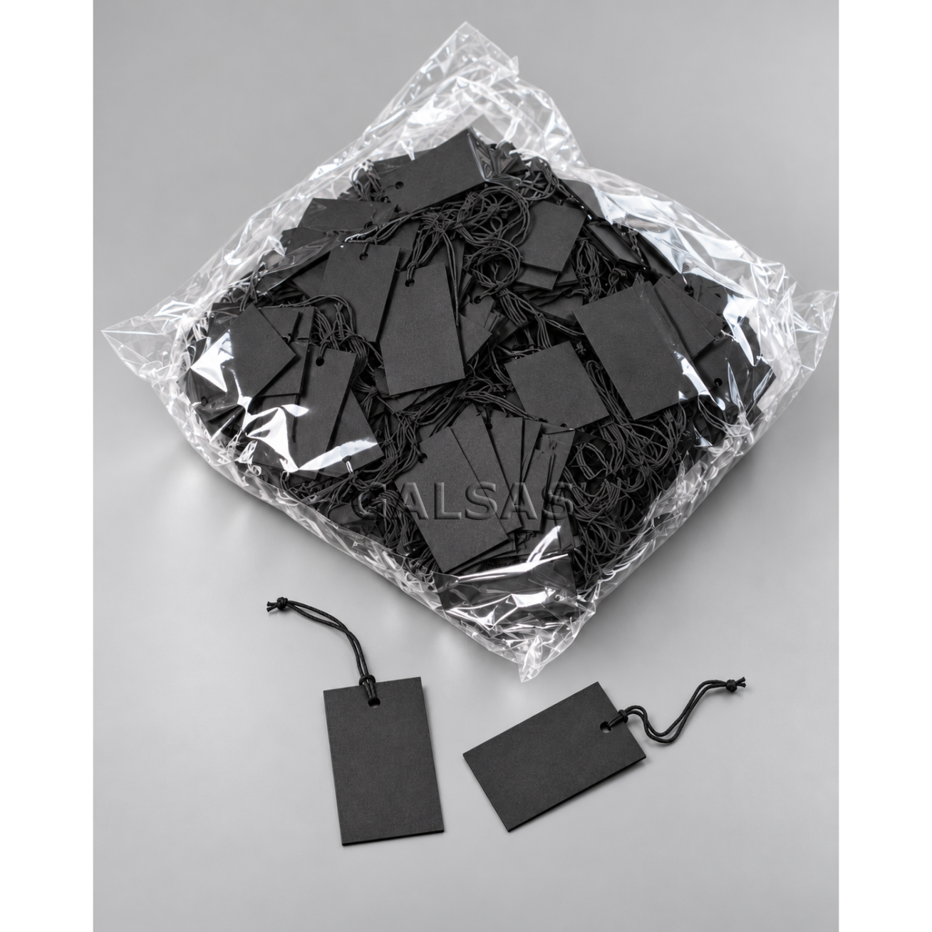 Paper Jewelry Tags with Elastic Loop, 35 x 18 mm, Black 1