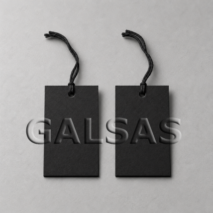 Hanging Tag, 37 x 23 mm, for Product and Merchandise Marking. Black